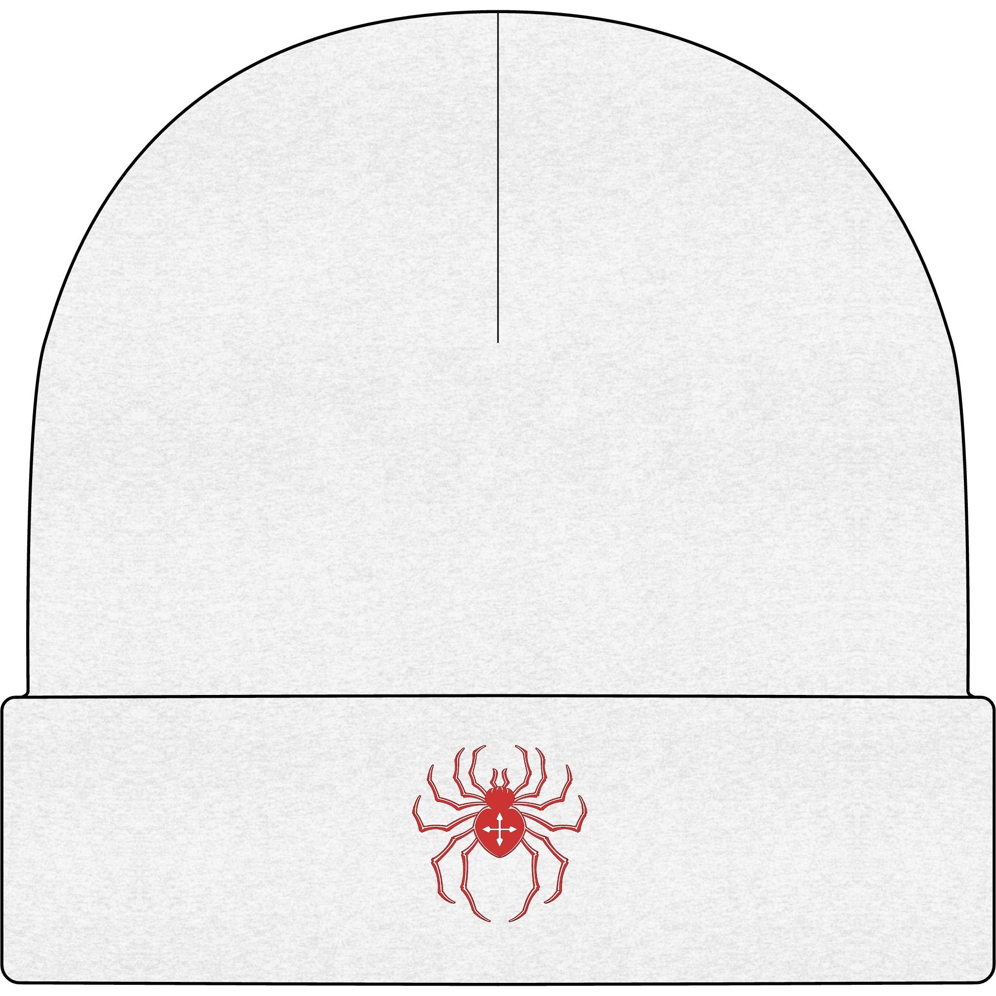 Phantom Spider Cuff Beanie — Red Spider Embroidered Knit Hat